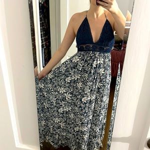 Summer navy /white maxi dress